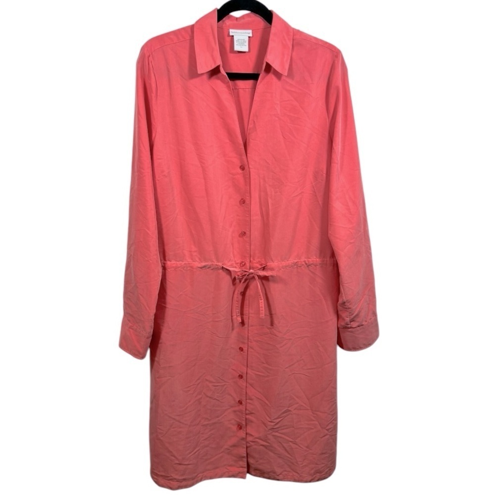 Soft Surroundings Long Sleeve Drawstring Waist Modal Shirt Dress Size Large Tall